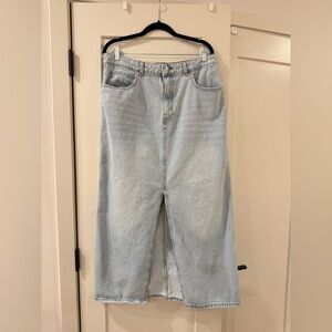 MNG Light Blue Wide-Leg Denim Skirt